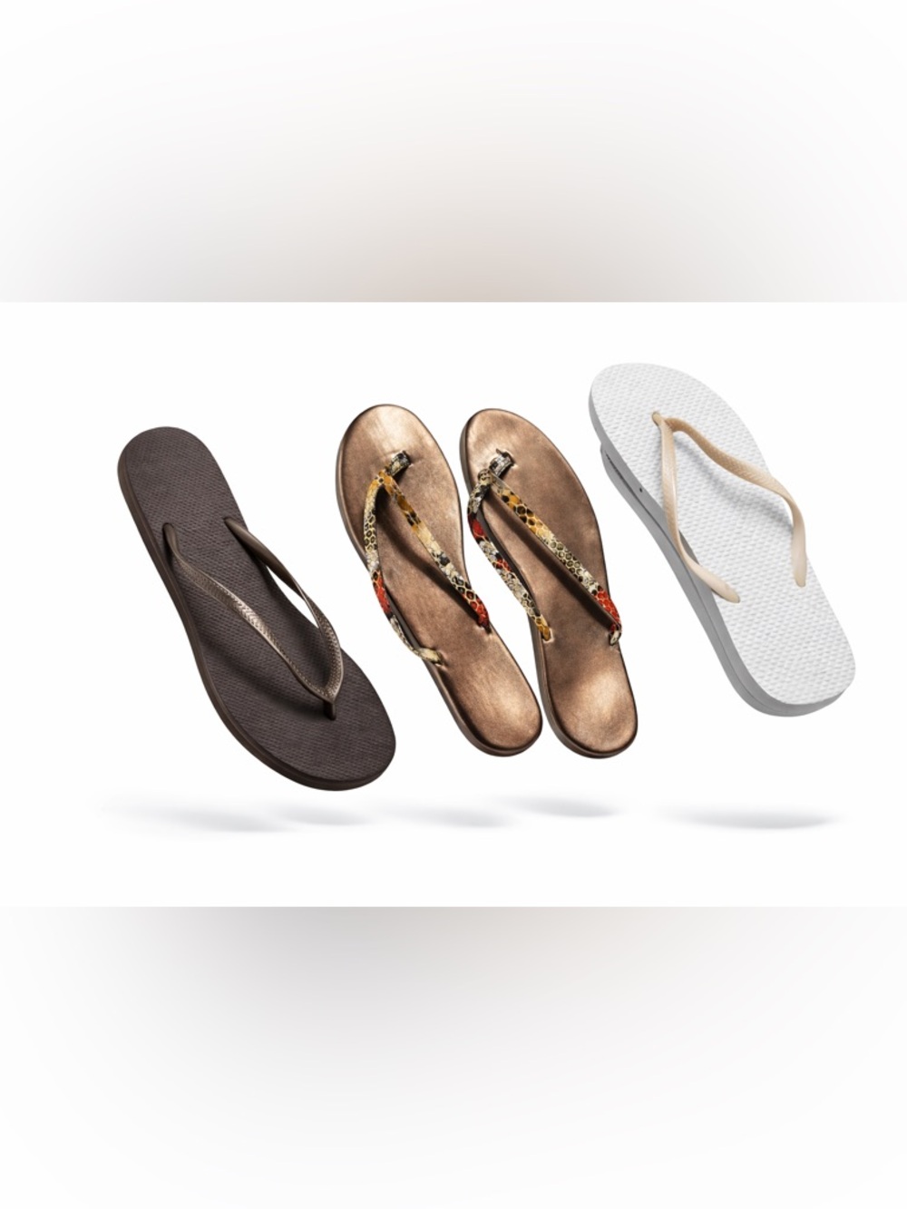 Lot of 3 Pairs Apt. 9 So Metallic Bronze Snake-Print Strap Flip Flops sz L 9-10